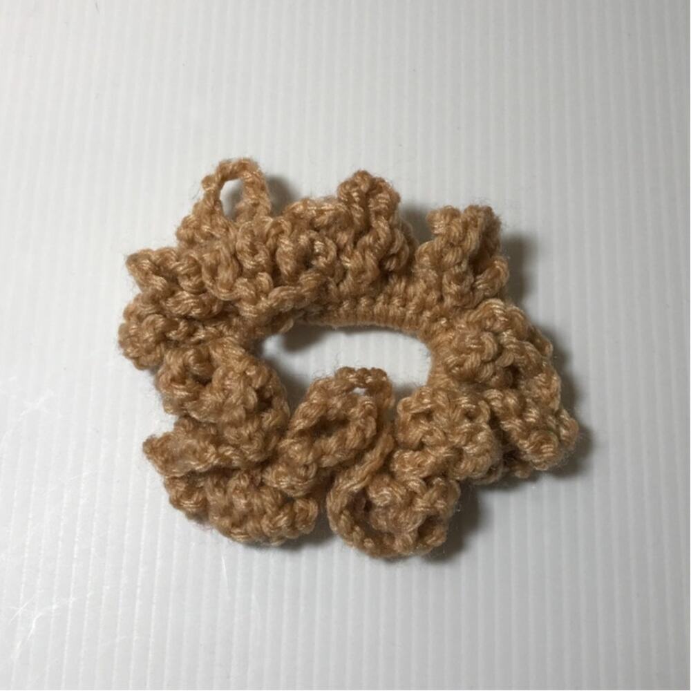 NWT Tan Handmade Crocheted Hair Scrunchie
